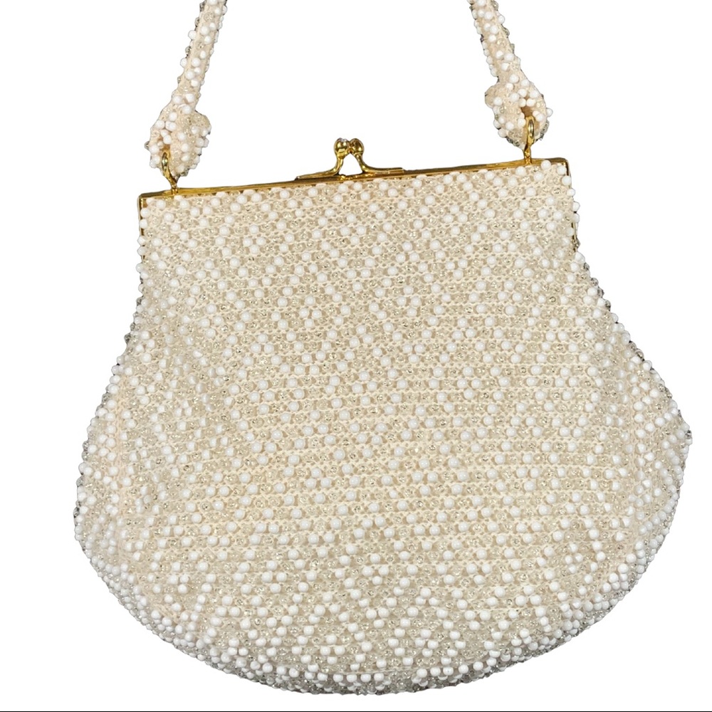 Lumured Corde Bead Hangbag + Change Purse! 1950s 1960s